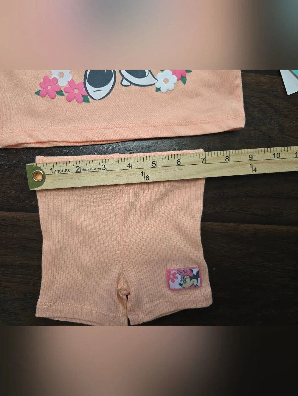 NWT Disney Minnie Mouse Peach T-shirt and Shorts Set Girls 0-3M